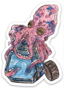 Octopus with Ink Bottle Sticker