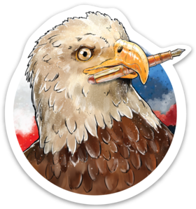 Bald Eagle with Pen Sticker