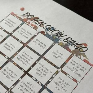DC Pen Show Show Bingo card with text and illustrations on a white background