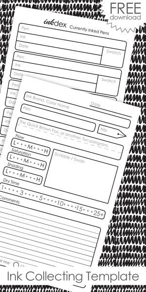 InkJournal Pocket Ink Collecting Printable Template